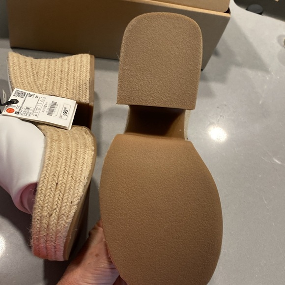 Zara Genuine Soft Leather Platform Sandal Heel Mule NWT Bloggers Free People 39 - Picture 10 of 16